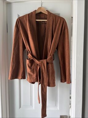 Blank NYC Rust Brown Suede-Look Open Front Jacket